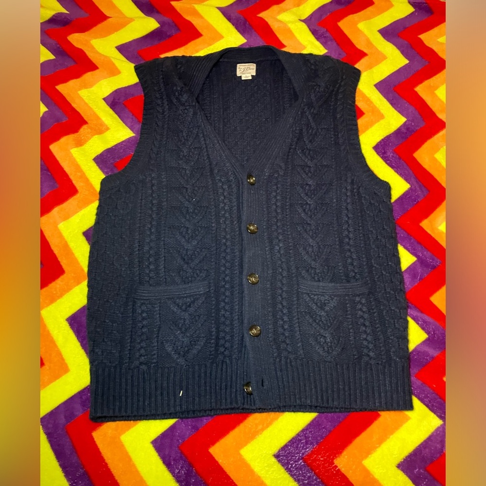 J Crew Rugged merino wool blend fishermen vest
